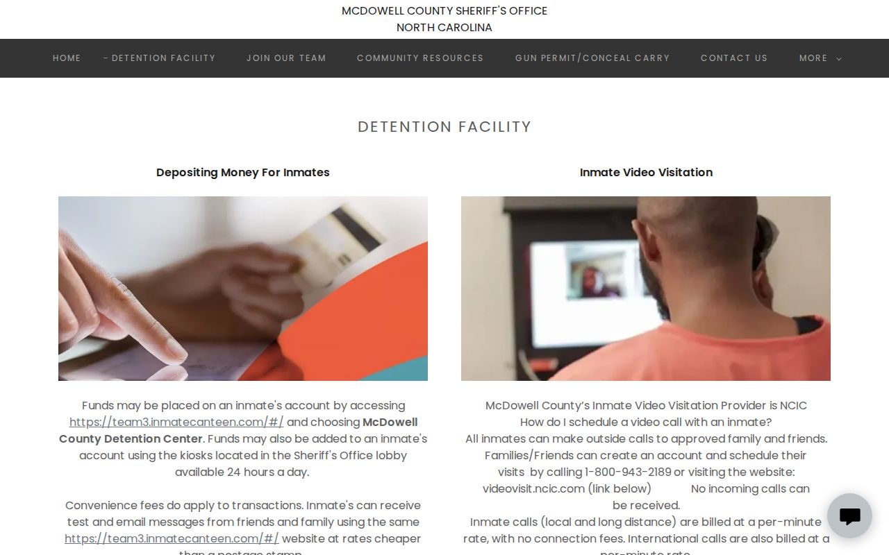 McDowell County detention facility and arrest booking information