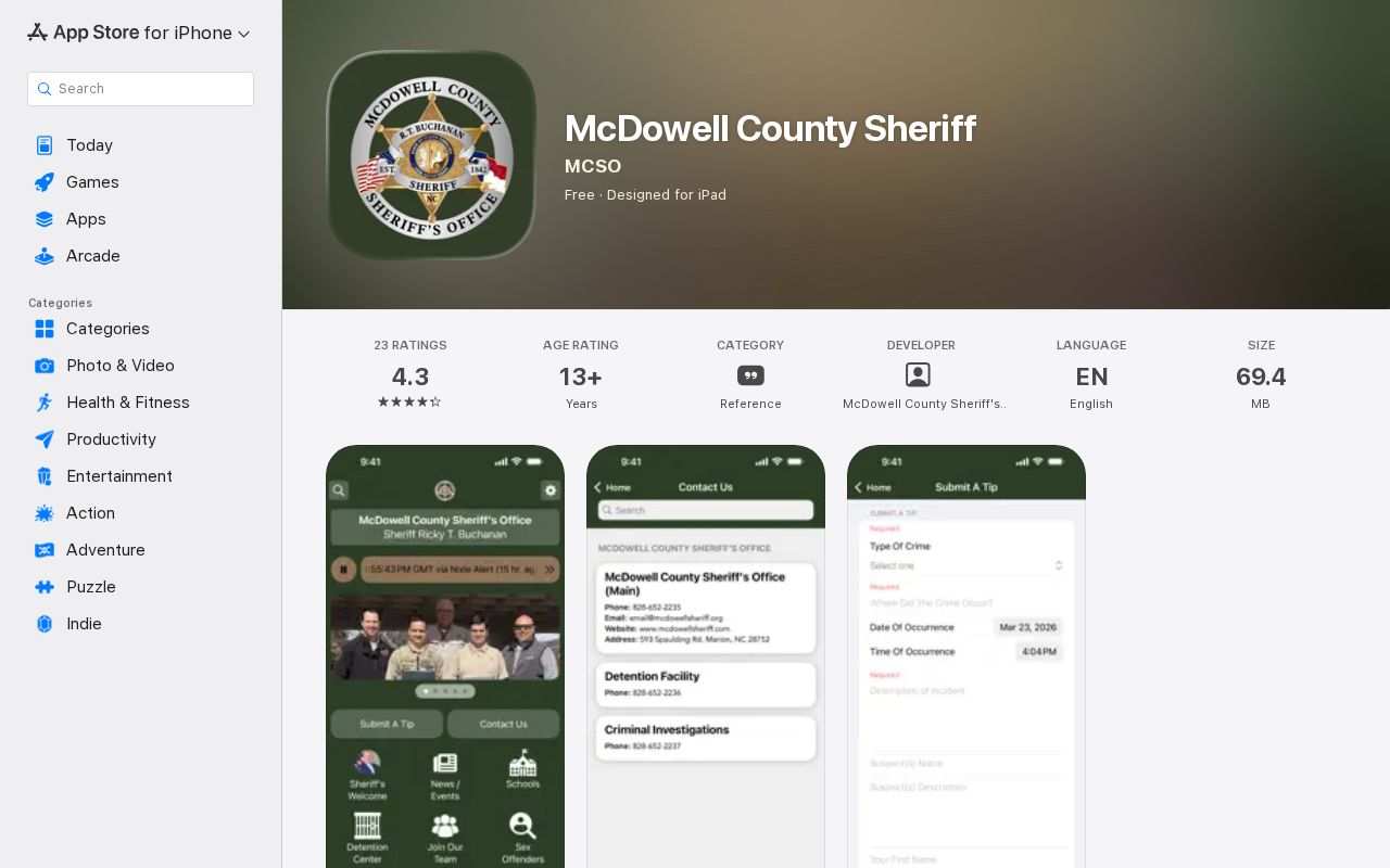 McDowell County arrest and inmate search app for Apple devices