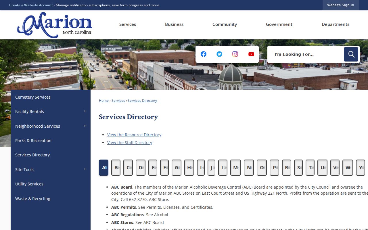 Marion city service directory for police and criminal records