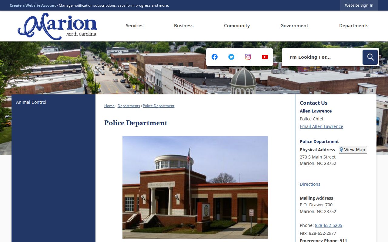 Marion Police Department criminal records information