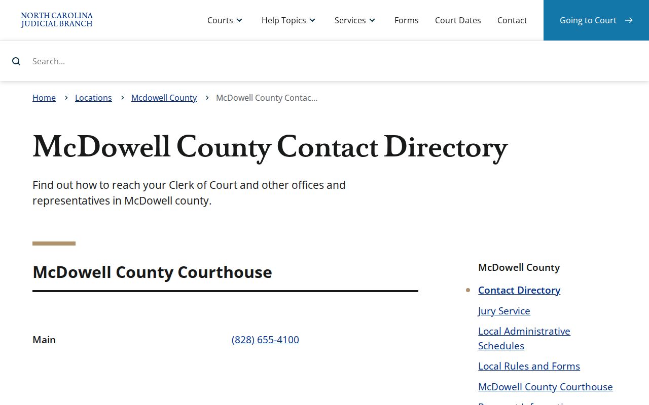 McDowell County criminal court contact directory
