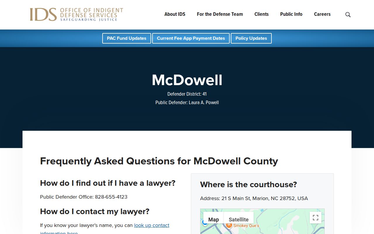 McDowell County District 41 public defender court information