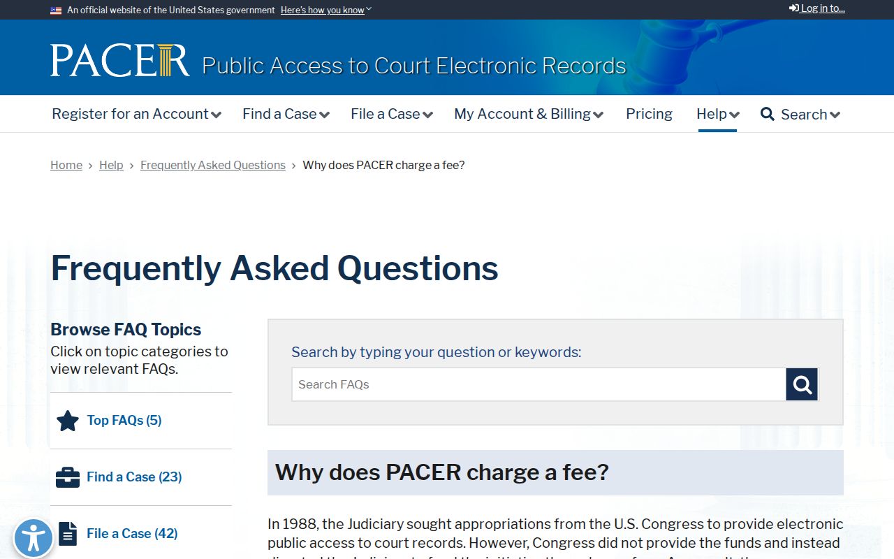 Federal PACER court record access beyond McDowell County