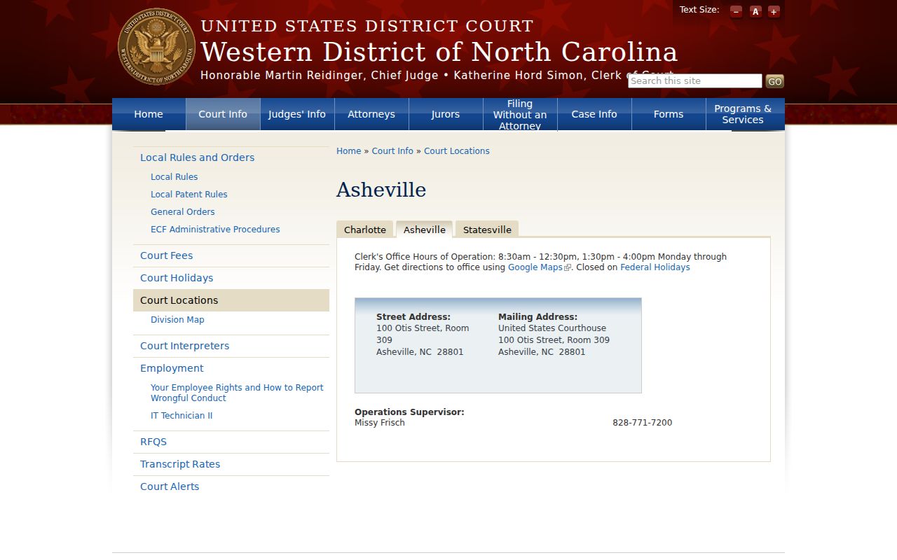 Federal criminal record court serving McDowell County