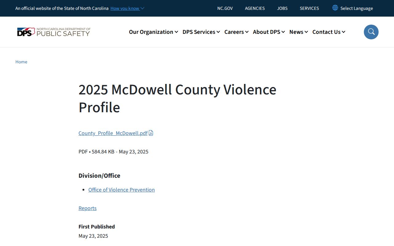 McDowell County criminal record and violence profile data